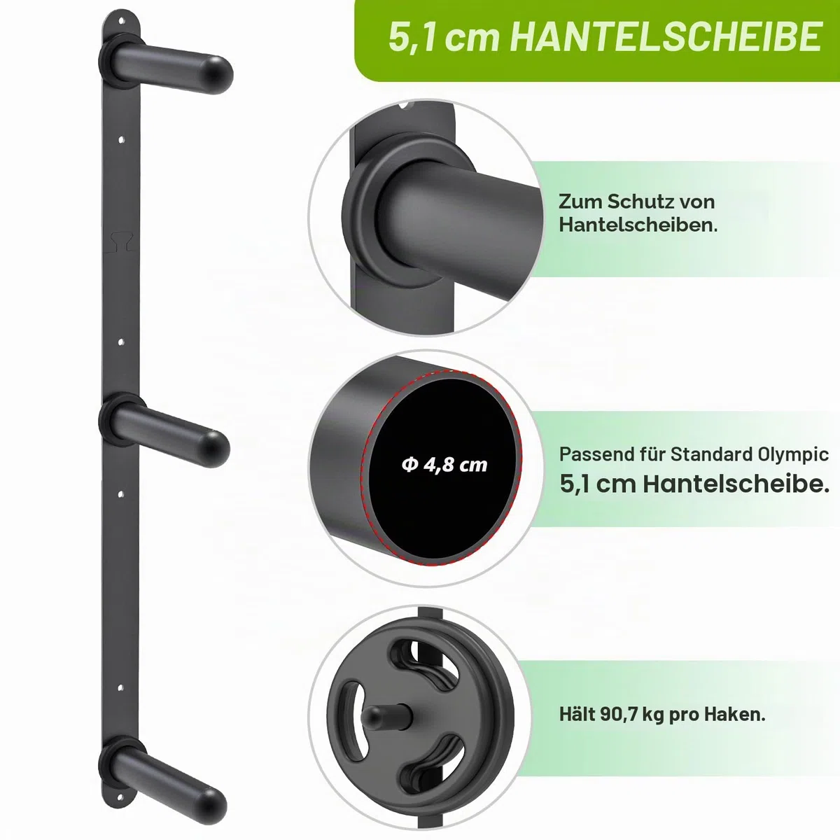 Kipika Gym Organizer-Set – Hantelscheiben-Aufbewahrungsregal (2 Stück), Langhantel-Aufbewahrungsregal mit T-Stange, Landminen-Plattform-Befestigung – langlebige