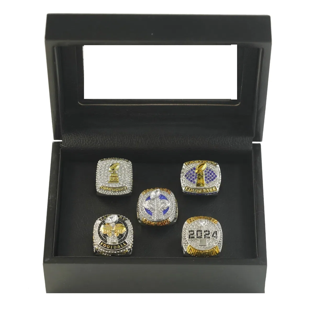5 Stück Fantasy-Football-Ringe 2020 2021 2022 2023 2024 Meisterschaftsringe FFL-Meisterschaftsringe Fan-Erinnerungsstücke Fußball-Displays(Size:13)