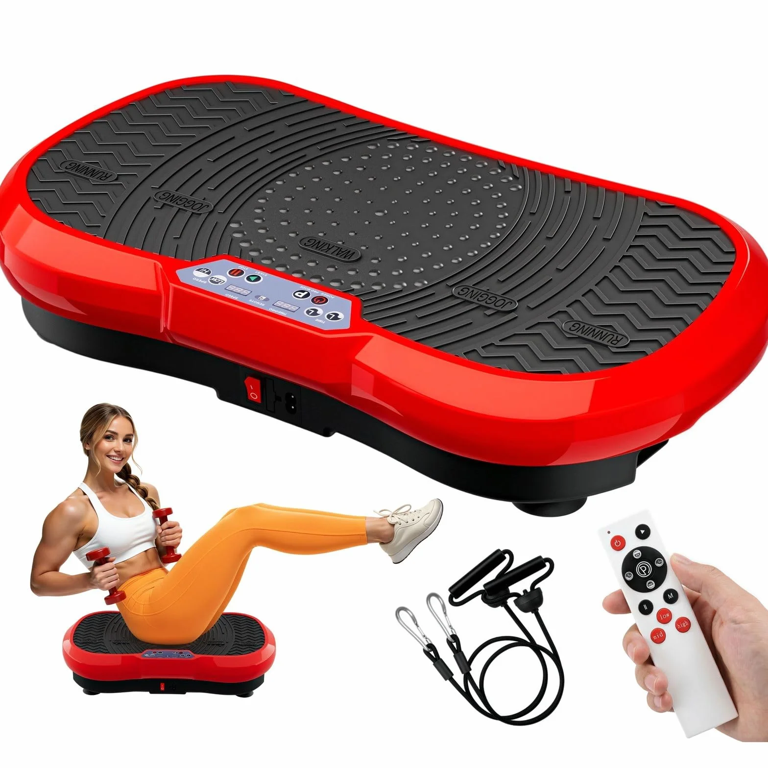 TLGREEN Vibrationsplatte Groß mit Leiser 200W-motoren, L/ XL Rüttelplatte Sport, 120 Stufen und 10 Modi, Fernbedienung, Vibration Plate für Zuhause Ganzkörpertraining Lymphdrainage Muskelaufbau