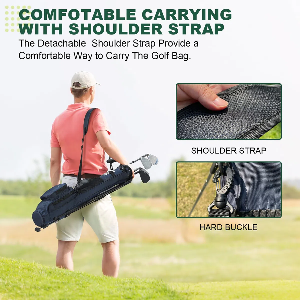 MAZEL Golftasche, 2-Wege-Trennwand, 2 Taschen, verstellbare Schultergurte, hochwertiges 900D-Nylon, leichtes Material, Bleistift-Golftasche für Männer und Frauen