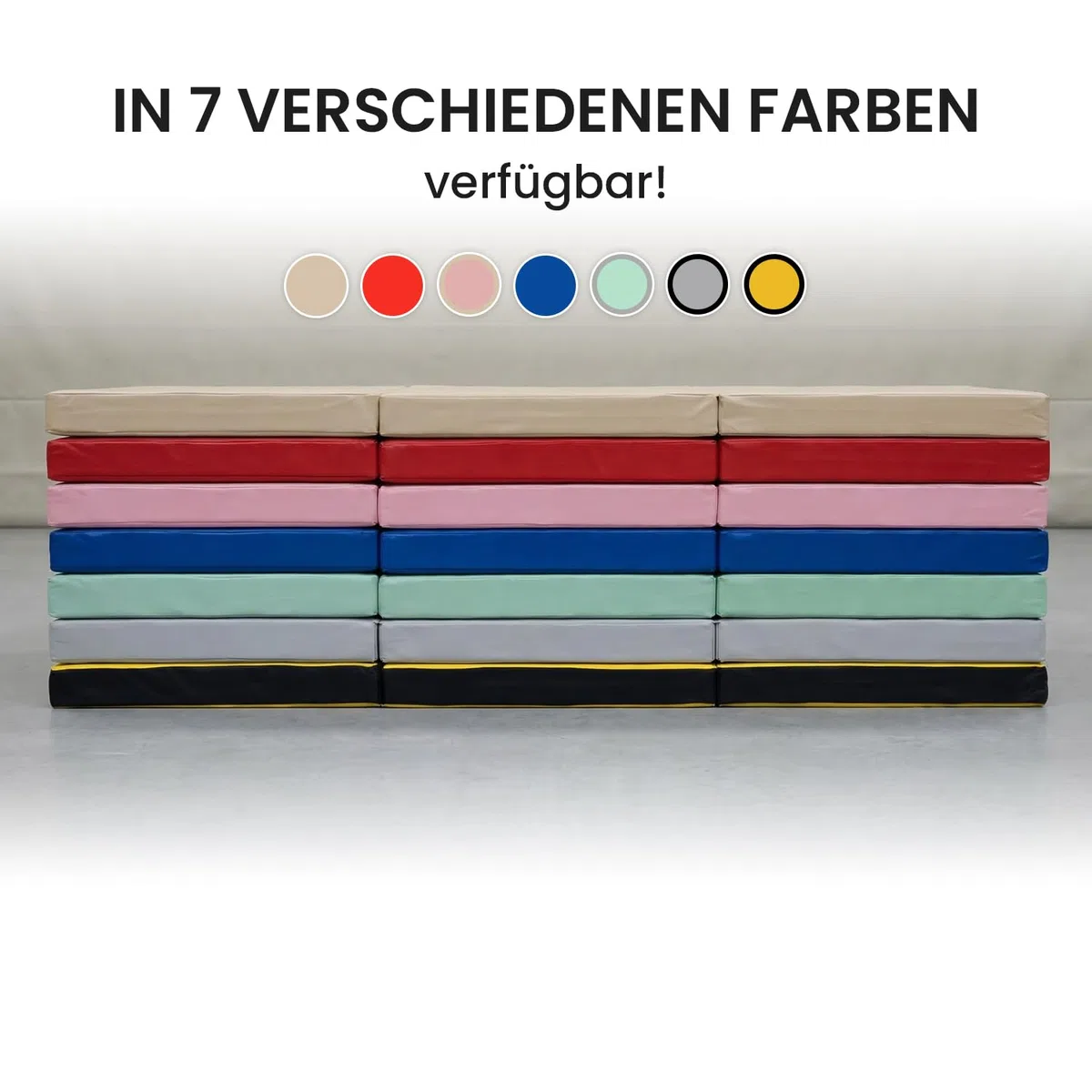 Jeflex - klappbare Weichbodenmatte & Turnmatte 210 x 100 x 8 cm MADE IN GERMANY/Gymnastikmatte tragbar/platzsparende Fitnessmatte & Yogamatte/Spielmatte für Kinderzimmer