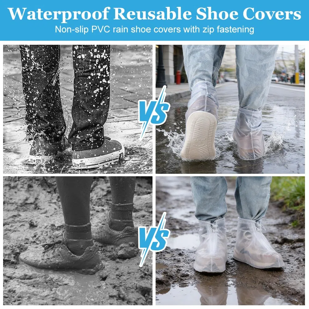 Bike Gaiter, Regenschutz Schuhe Fahrrad, Outdoor SchuhüBerzieher Wasserdicht, Transparent, Faltbare Regenüberschuhe rutschfeste Schuhe Überschuhe mit Reißverschluss