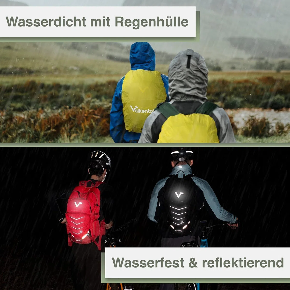 Valkental - Innovativer Rucksack mit perfekter Aufteilung (22L) Erweiterbares Volumen (Kein Schwitzen) Wanderrucksack, Trekkingrucksack, Fahrradrucksack & Outdoor Rucksack - Wasserfest & Reflektierend