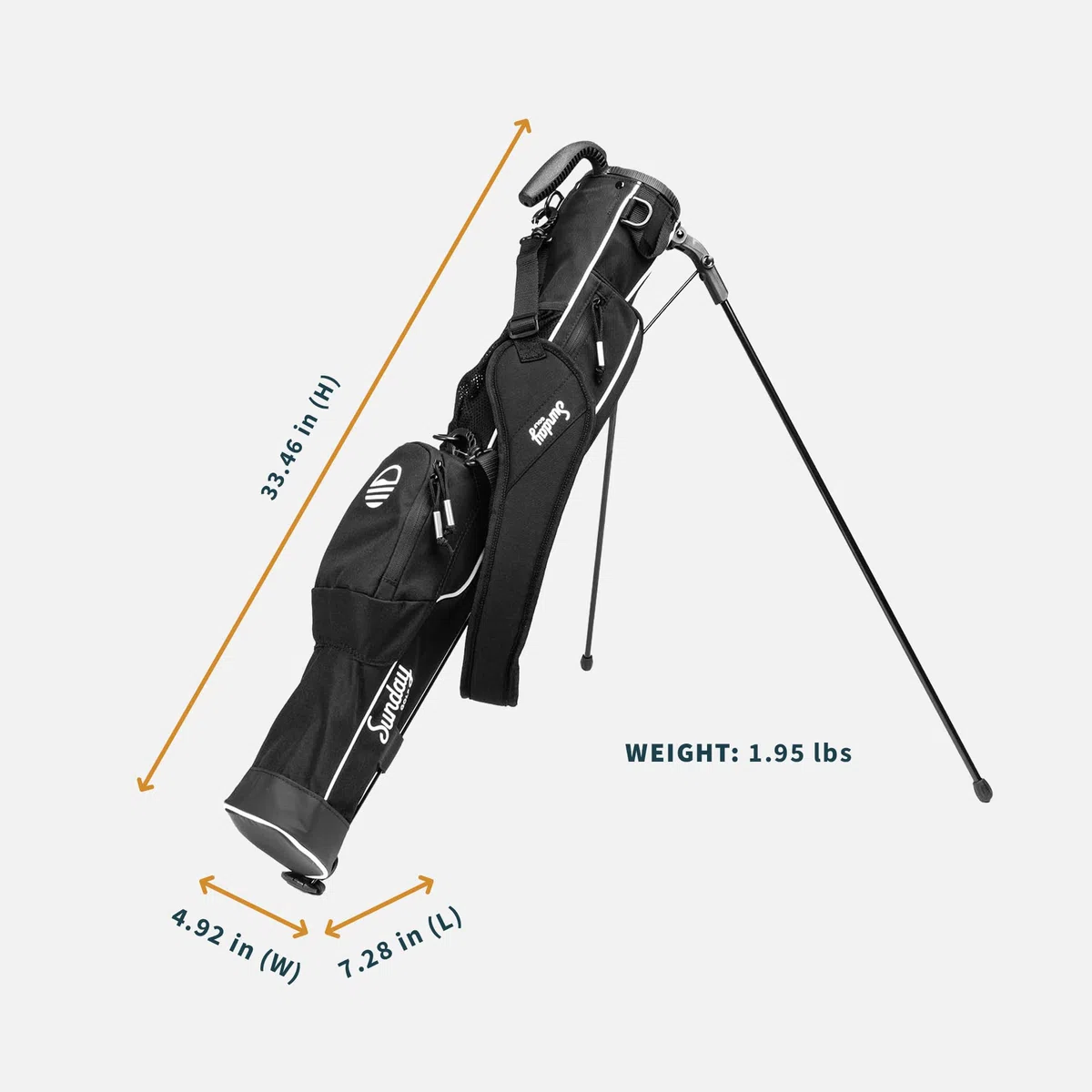 Sunday Golf – Leichte Sonntagsgolftasche mit Gurt und Ständer – einfach zu tragen und langlebig Pitch n Putt Golftasche – Golf-Standtasche für die Driving Range, Par 3 und Executive Courses – 80 cm
