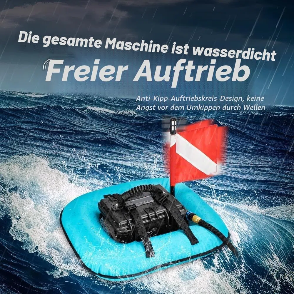GOYOJO Tragbares Unterwasserventilatorsystem, 52 l/min, 50-70 min Atmung, wasserdichter Luftkompressor, von Fluggesellschaften zugelassen