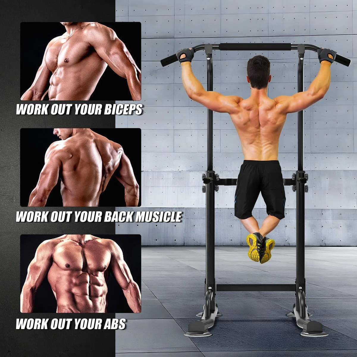 SDHYL Power Tower Kraftstation Klimmzugstange Dip-Stationen Höhe Verstellbar Schlingentraining Bauchtrainer Rückentrainer Für Anfänger Profis Trainieren Fitness