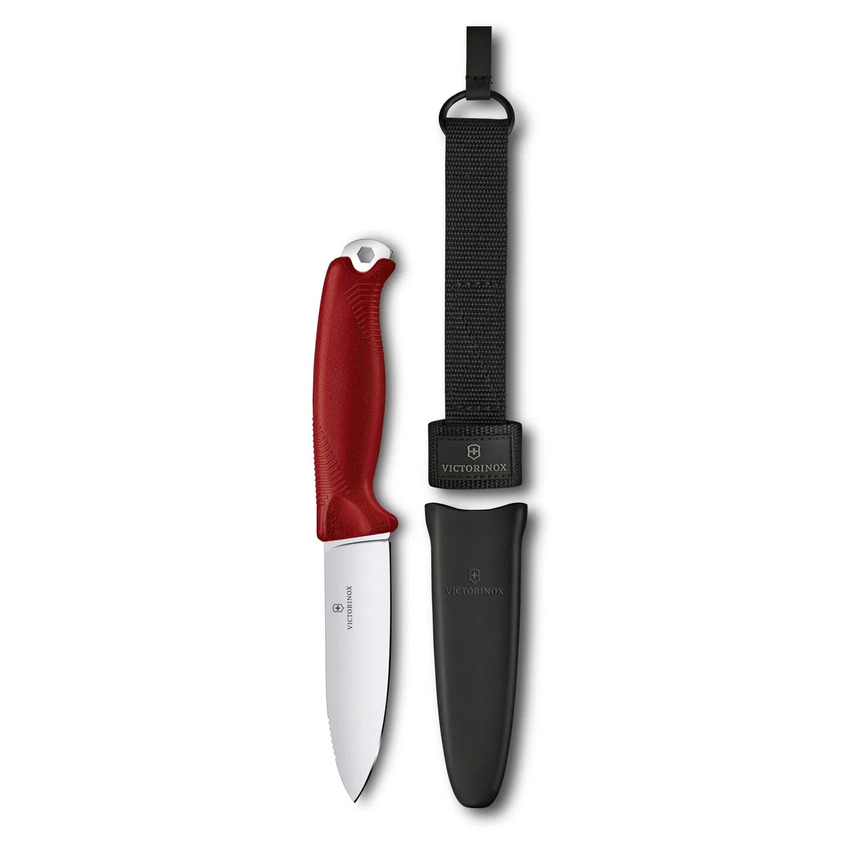 Victorinox Taschenmesser Venture, 5 Funktionen, Swiss Made, Feststehendes Outdoor Messer inkl. 10,5 cm Klinge und Sechskantloch, Full Tang