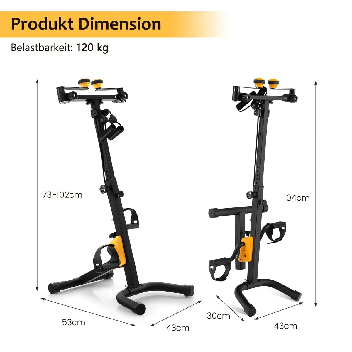 GOPLUS Pedaltrainer Senioren, Bewegungstrainer Arm- und Beintrainer mit Handgriff & Widerstand, Ergometer Heimtrainer höhen- und längenverstellbar, 43 x 53 x 73-102 cm
