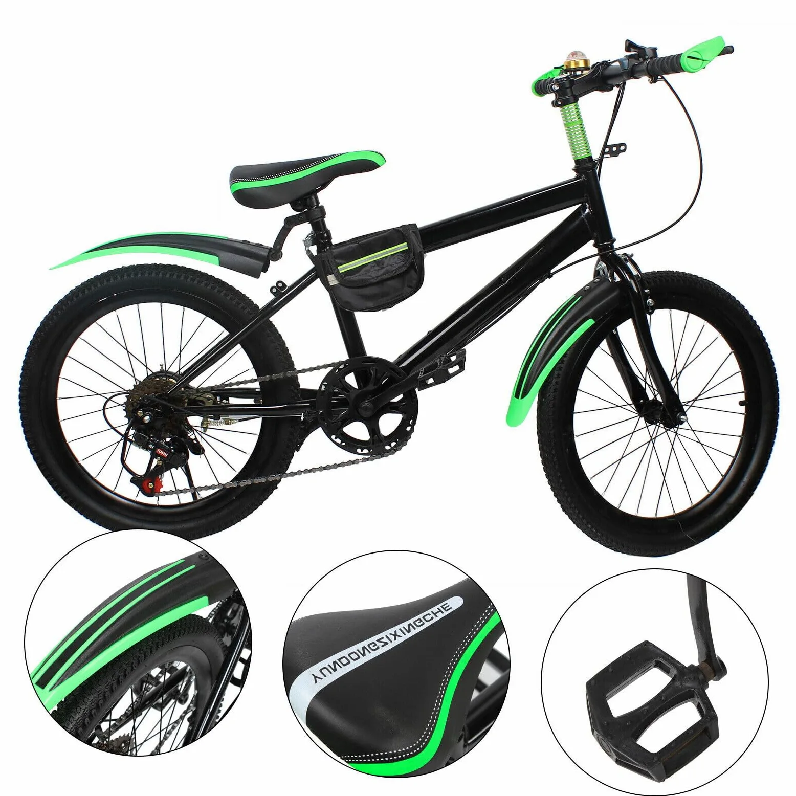 20 Zoll Kinderfahrrad Kinder Fahrrad für Jungen & Mädchen, 7 Gang Mountainbike mit Schutzblech, Wasserflasche, Kompassglocke, Tragfähigkeit 85KG, Von 8-13 Jahren