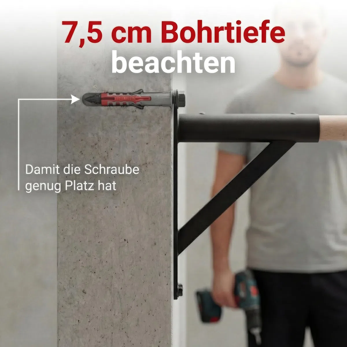 Dip Barren Wandmontage – Dip Station aus Stahl & Buchenholz | 38mm Griff, bis 150 kg, 45cm Wandabstand | Calisthenics Dip Stange für Home Gym