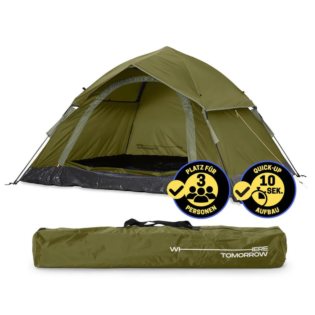 Lumaland Camping Zelt | Leichtes Pop Up Wurfzelt | 2-4 Personen Kuppelzelt | Trekking & Festival Igluzelt | Sekundenzelt Wasserdicht 210x190x110cm | Ideal auch als Strand Wind- & Sonnenschutz