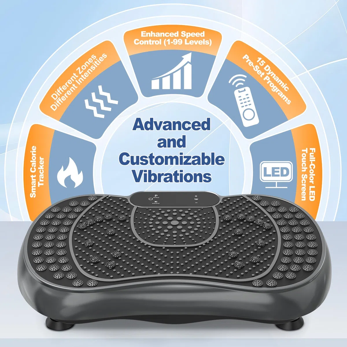 Dskeuzeew Vibrationsplatte Vibrationsgerät - Vibrationstrainer Zuhause mit 99 Intensitätsstufen + 5 Vorprogramm für Ganzkörpertraining Gewichtsabnahme Muskelaufbau