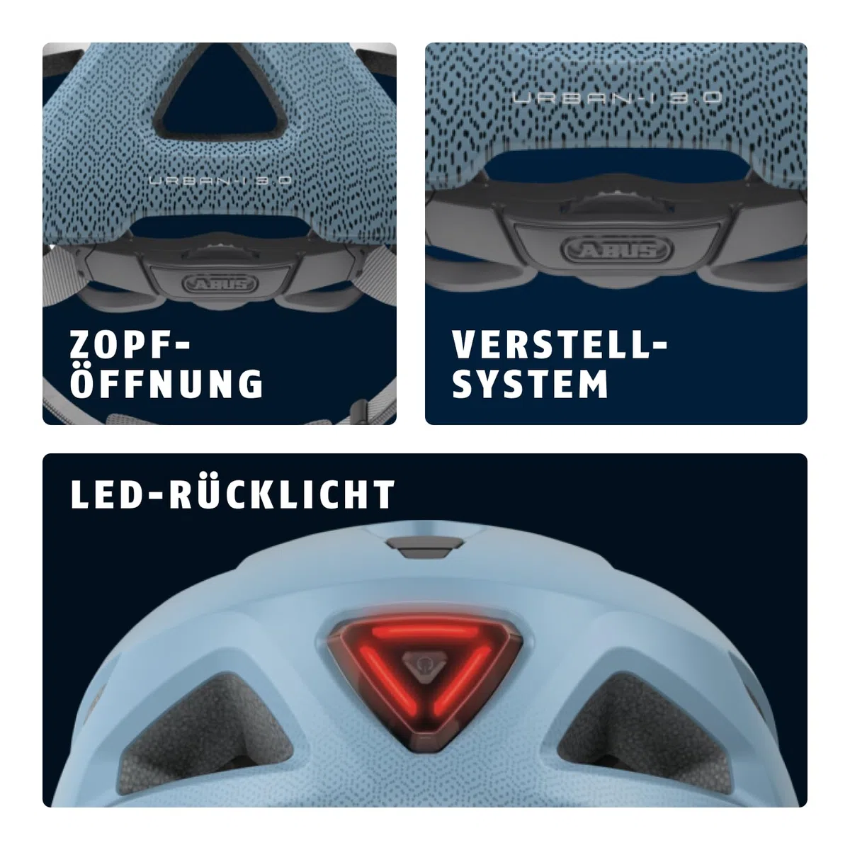 ABUS Stadthelm Urban-I 3.0 - Fahrradhelm mit Rücklicht, Schirm und Magnetverschluss - für Damen und Herren