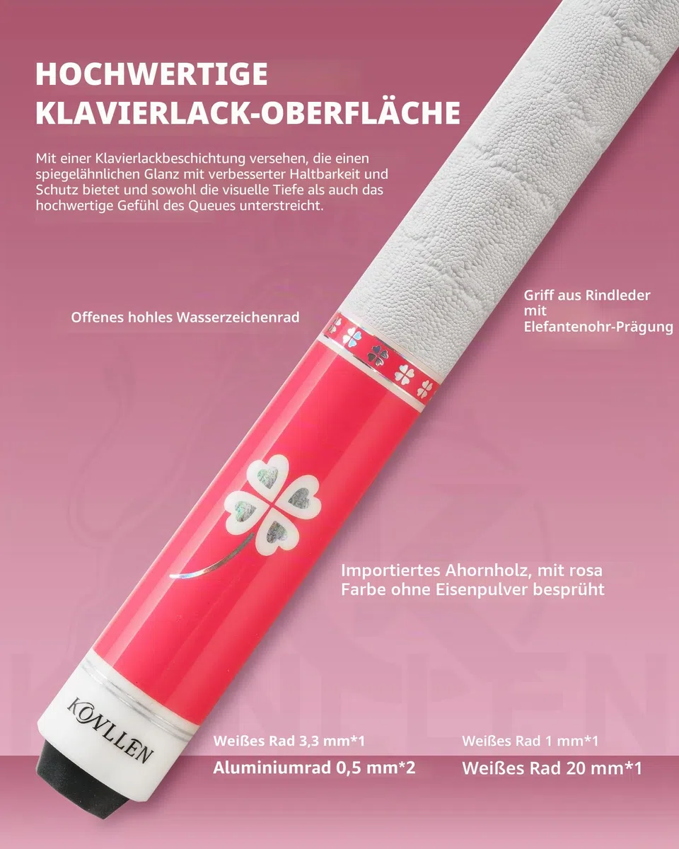 KONLLEN Karbonfaser-Pool-Queue, 147,3 cm, professionelle Poolsticks für Erwachsene, Vollcarbon-Technologie, niedrige Ablenkung, Billardqueue mit 12,5 mm Spitze