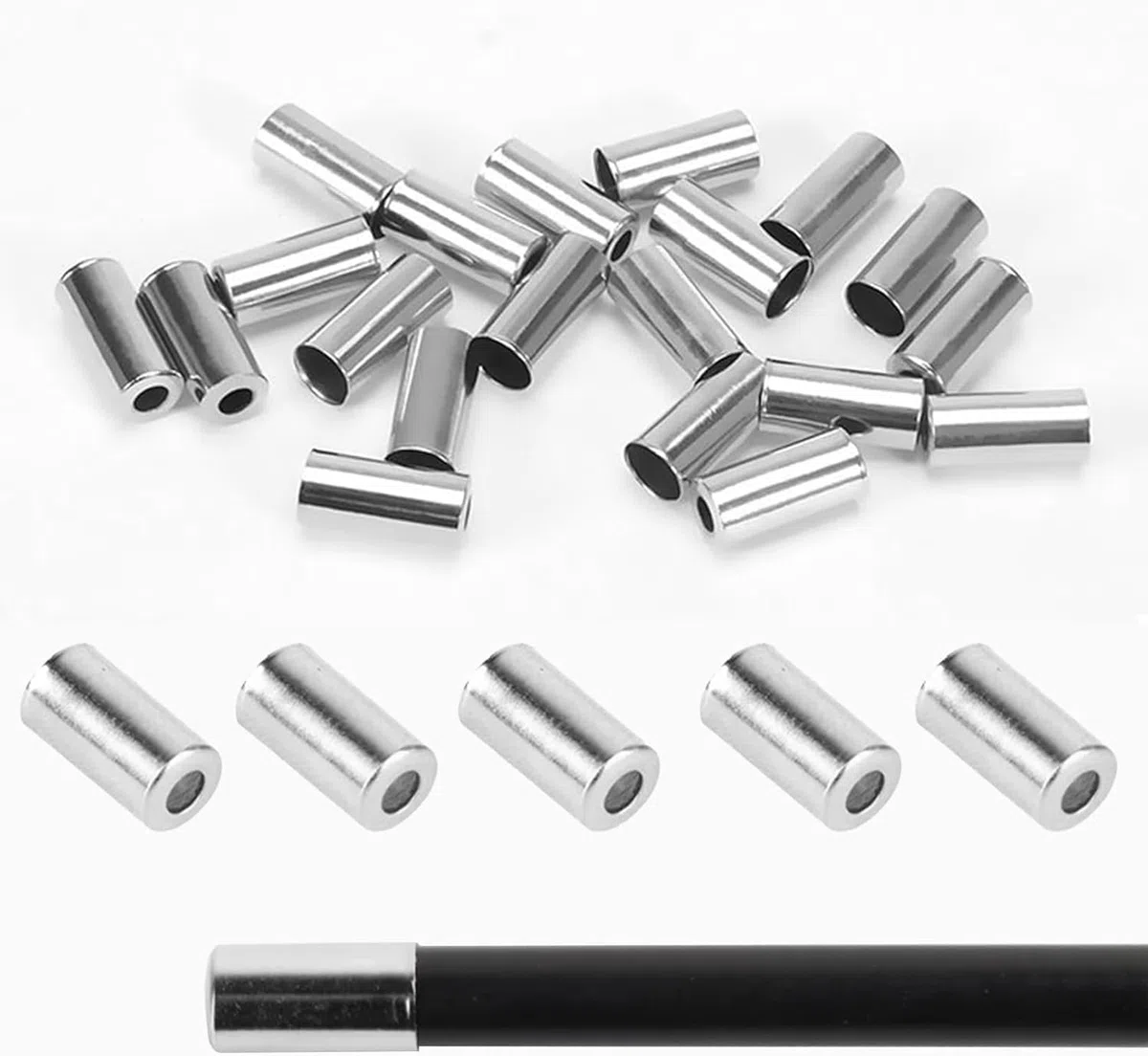 200 Stück Silber Endkappen, 5mm Zylinder Endhülse Für Bremszug Und Schaltzug, Fahrrad Bremszug Schaltzug Aluminium Endkappen, Universal Fahrradzubehör, Fahrradzug Endhülse, für Fahrrad Ersatz