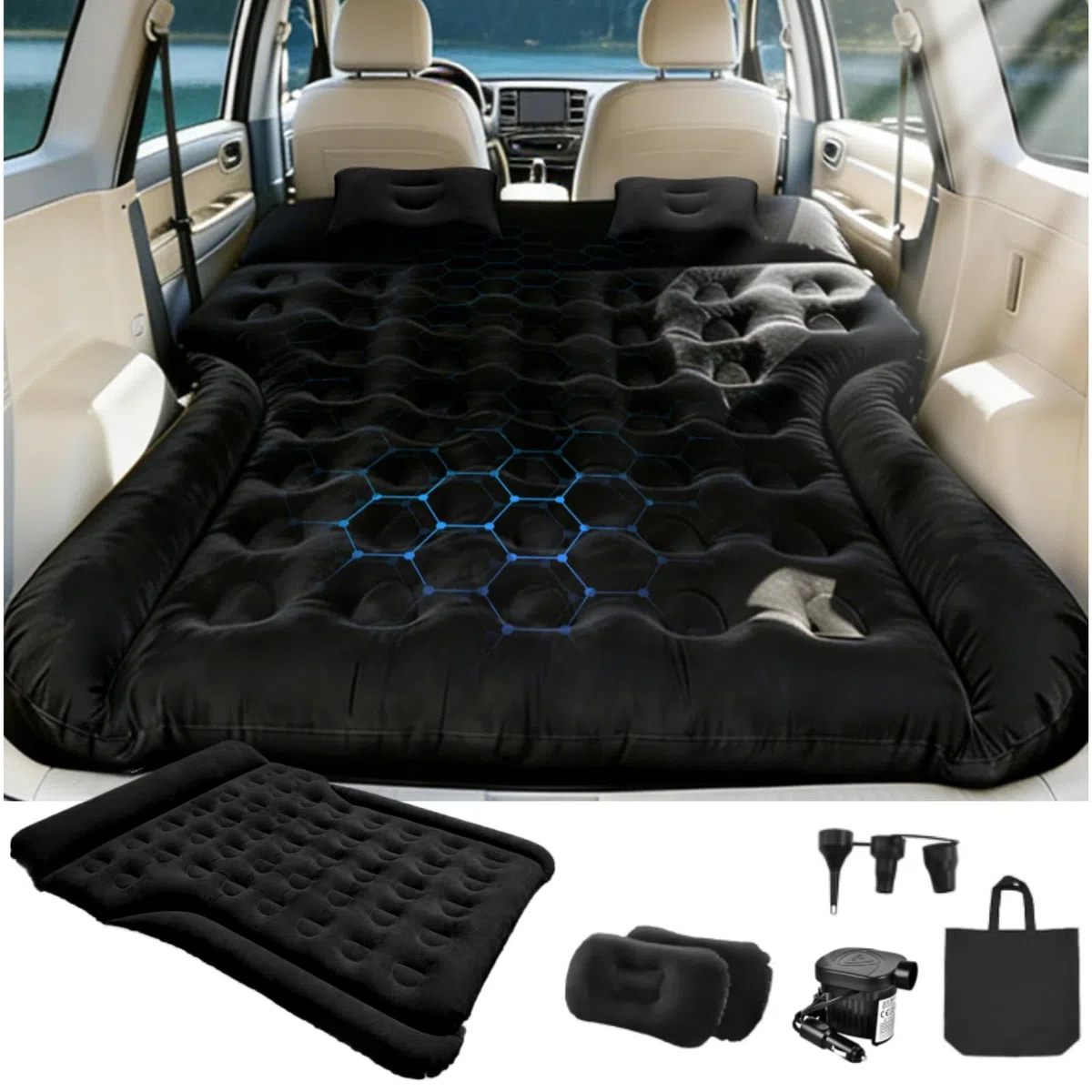 Auto Matratze - Luftmatratze Camping Bed Auto Aufblasbare Matratze für SUV MPV Minivan Kofferraum, 185x140x20cm Autobett Schlafmatte Air Mattress Luftbett für Road Trip Reise
