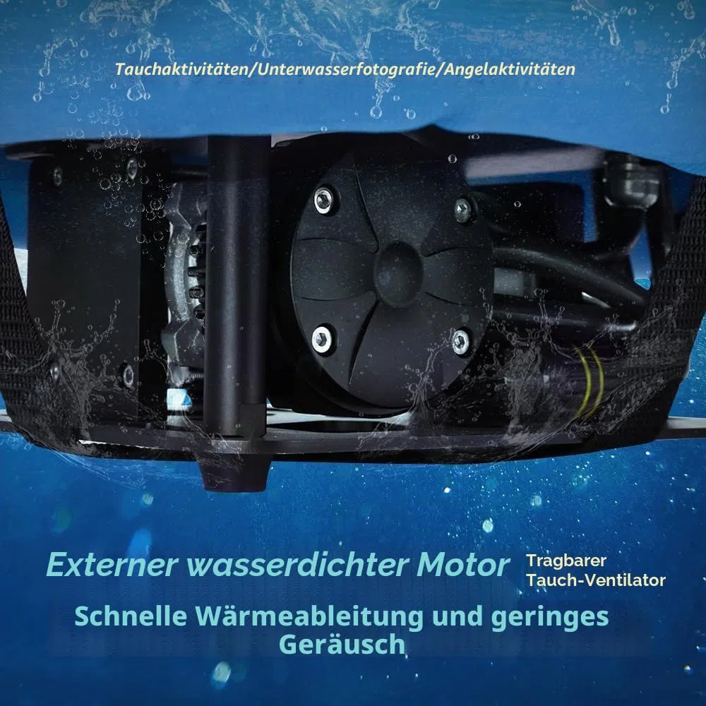 GOYOJO Tragbares Unterwasserventilatorsystem, 52 l/min, 50-70 min Atmung, wasserdichter Luftkompressor, von Fluggesellschaften zugelassen