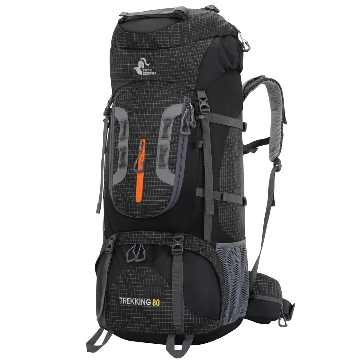 Bseash 80L Wasserdichter Wanderrucksack mit Regenschutz, leichter Outdoor-Sport, Reisen, Tagesrucksack für Klettern, Touren (Schwarz)