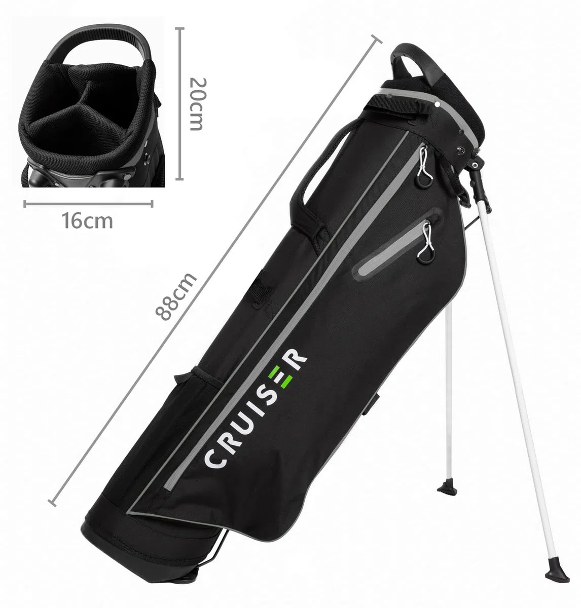 CRUISER GOLF (CR-Lite) Superleichte Golftasche mit Ständer (1,5 kg) Gepolsterter Doppelschultergurt