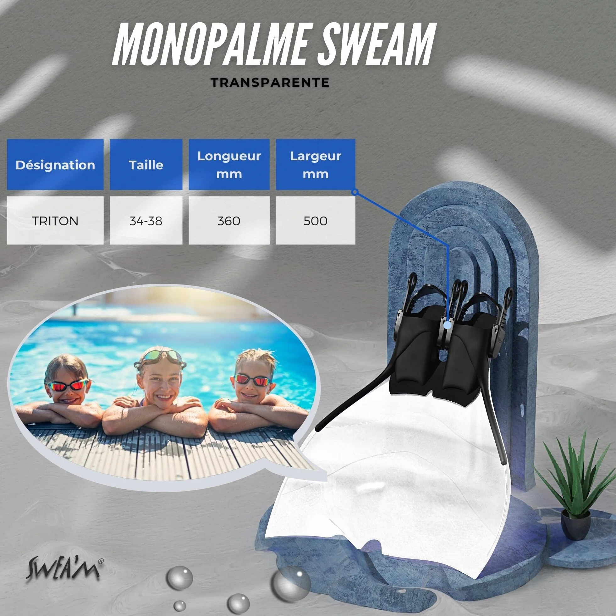 Sweam - Monoflosse Verstellbar Transparent 34-38…