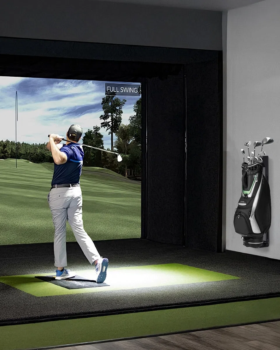 Golftaschen-Aufbewahrungsregal, Wandhalterung, Golftaschenregal für Garage, Golftaschenständer für Display, Golftaschenhalter für Wand, Golfzubehör für Herren, höhenverstellbar, Schwarz