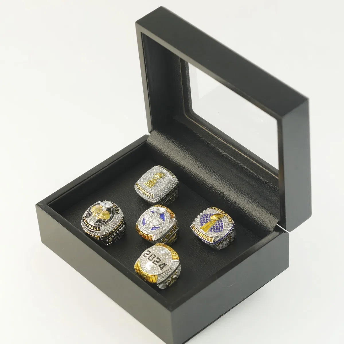 5 Stück Fantasy-Football-Ringe 2020 2021 2022 2023 2024 Meisterschaftsringe FFL-Meisterschaftsringe Fan-Erinnerungsstücke Fußball-Displays(Size:13)