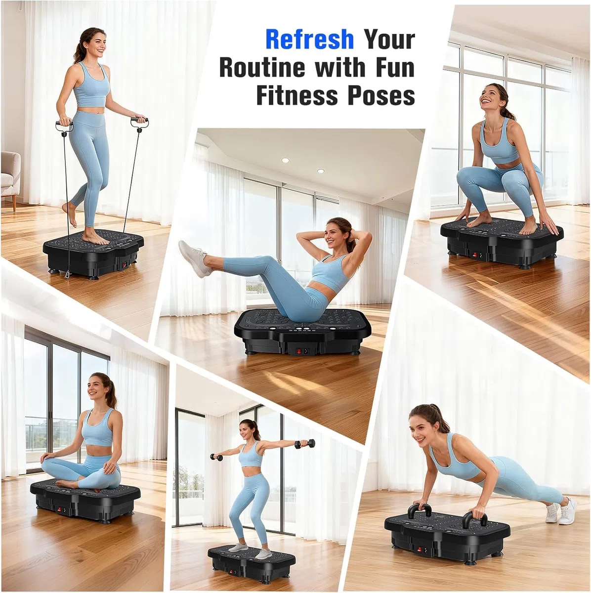 2026 Verbesserte Vibrationsplatte mit Zwei Motoren für Gewichtsabnahme, Ganzkörpertraining und Muskelaufbau, Vibration Plate mit 180 Stufen und 5 Modi, mit Bluetooth Maximalgewicht 150 kg