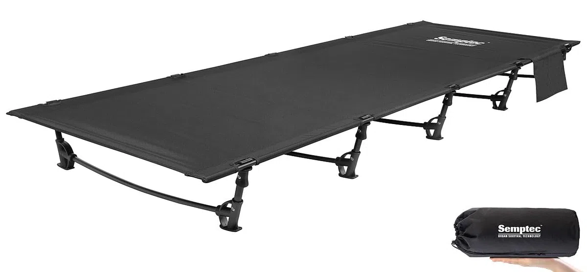 Semptec Urban Survival Technology Campingbett: Ultraleichtes Feldbett aus Aluminium, 192x70x17cm, bis 120kg Tragkraft (Feldbett für Camping, für Festival, Zelt)