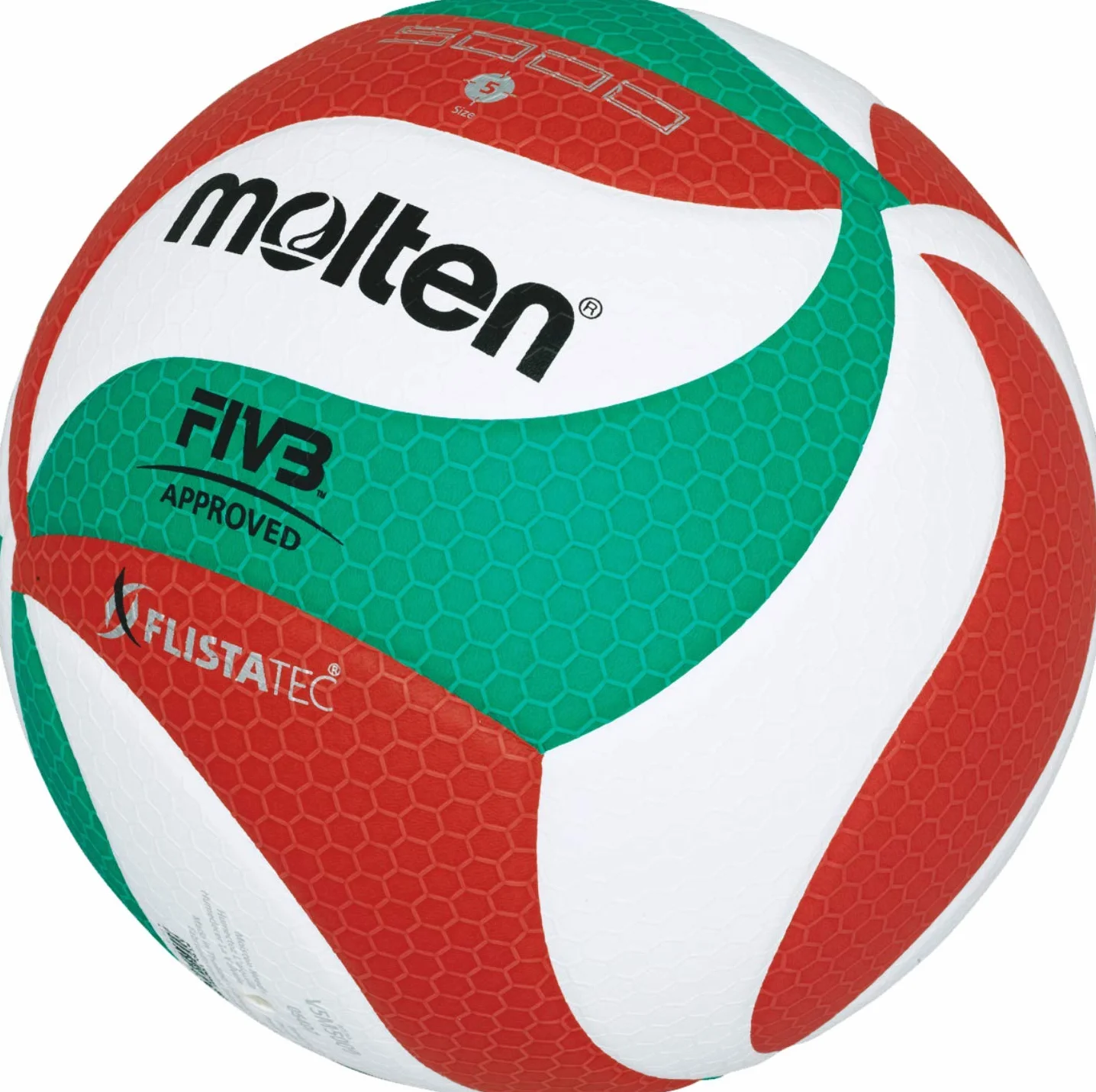 molten Erwachsene V5M5000 Volleyball, Grün/Weiß/Rot, 5
