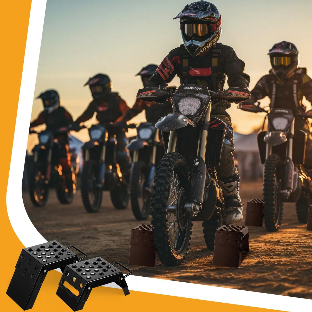 'DaisyInner 2 Pcs Moto Starting Block Aid Adjustable 3-9'' Starting Blocks Motorsport Foot Stool Dirt Bike Accessories for E Bikes Youth Moto Crossers Touring Motorcycles'