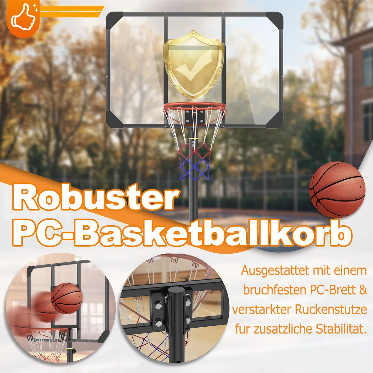 YRHome Basketballkörbe für Jugendliche, Höhenverstellbar 150–260 cm Mit fahrbarer befüllbarer Basis ragbar für Garten & Wohnung