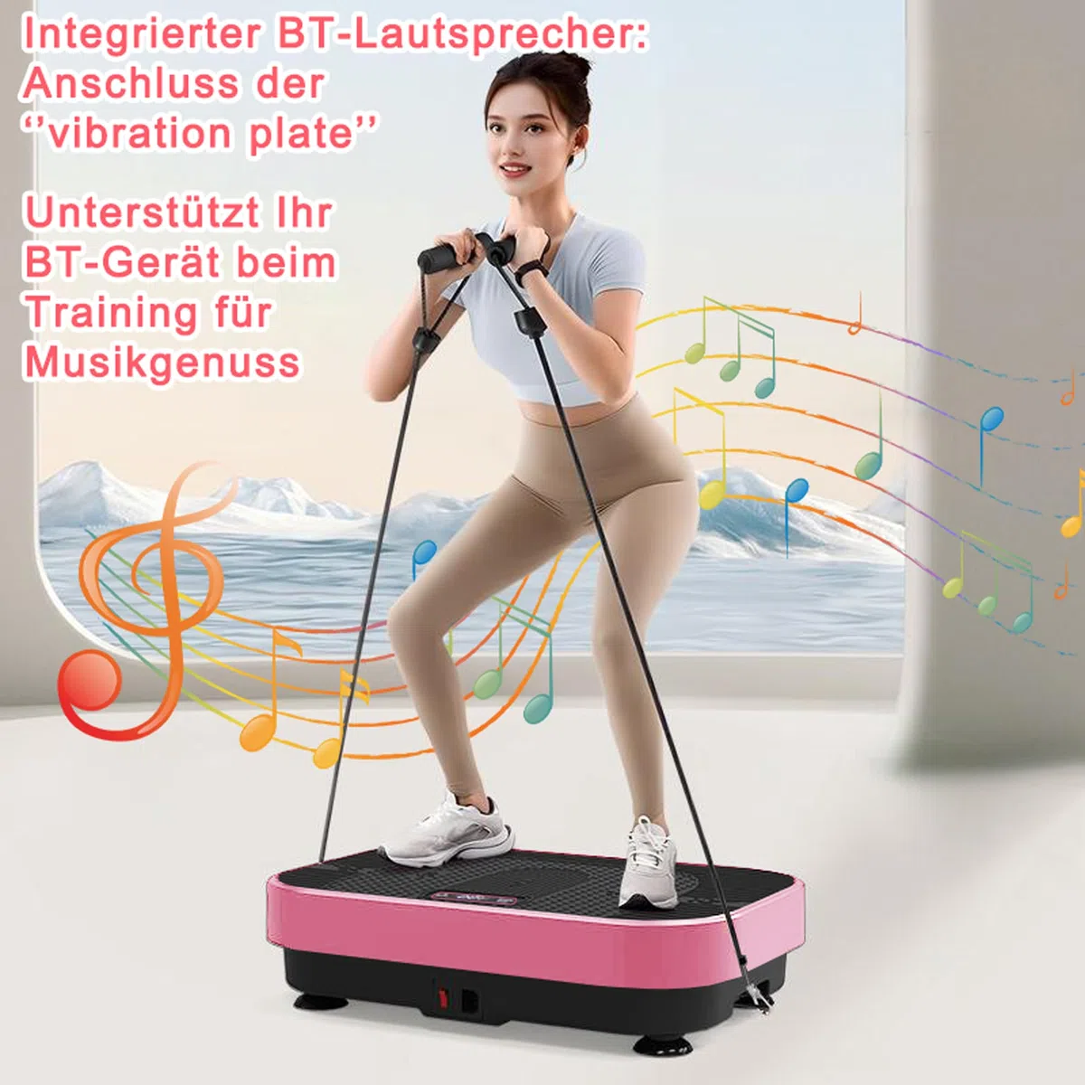 Vibrationsplatte mit BT-Musik Funktion, 1-199 Geschwindigkeitsstufen & 5 Trainingsprogramme, Schüttelplattform für Ganzkörpertraining & Muskelaufbau, Ideal für Heim-Fitnessstudio