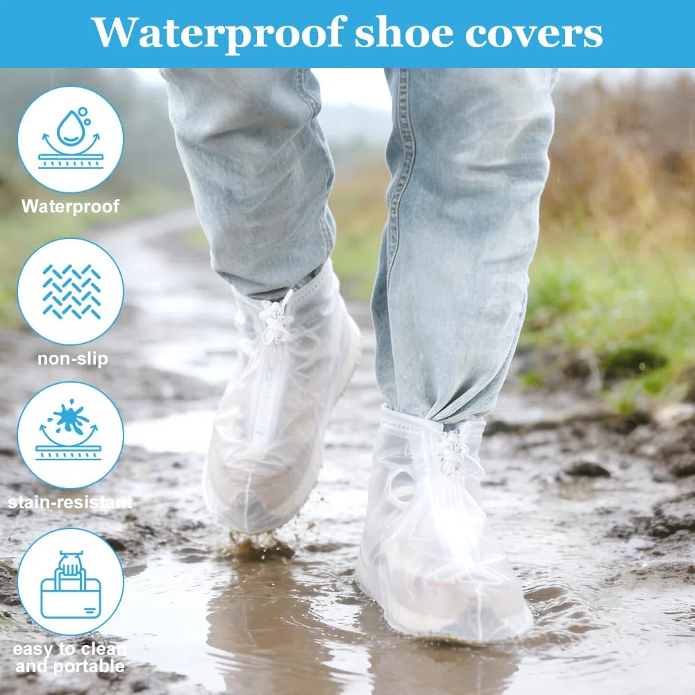 Bike Gaiter, Regenschutz Schuhe Fahrrad, Outdoor SchuhüBerzieher Wasserdicht, Transparent, Faltbare Regenüberschuhe rutschfeste Schuhe Überschuhe mit Reißverschluss