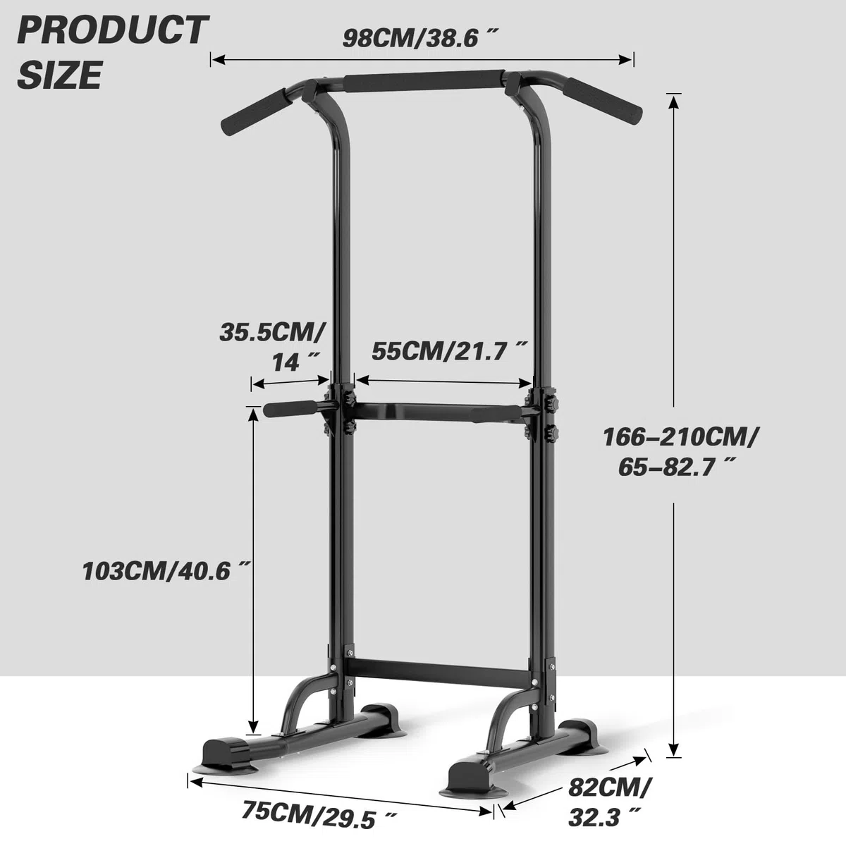 SDHYL Power Tower Kraftstation Klimmzugstange Dip-Stationen Höhe Verstellbar Schlingentraining Bauchtrainer Rückentrainer Für Anfänger Profis Trainieren Fitness