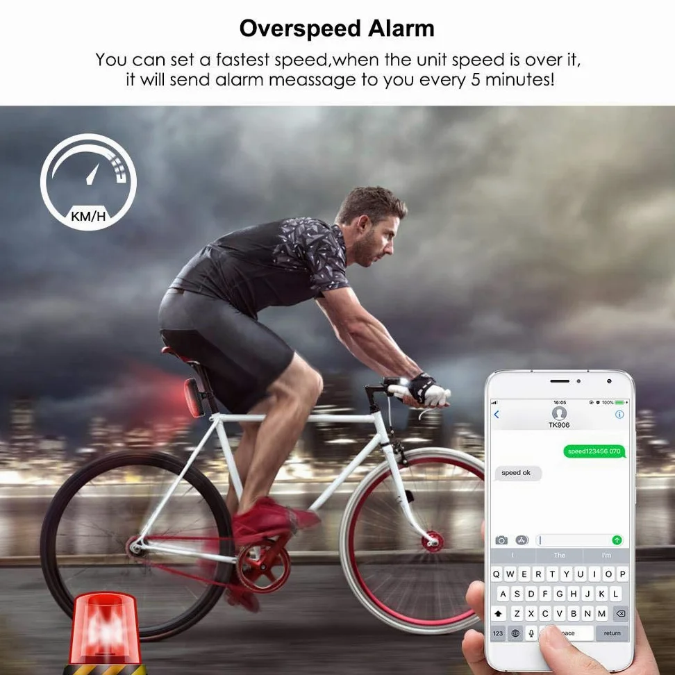 TKMARS TK906 GPS-Tracker Fahrrad, GPS Ortungsgerät für E-Bike Roller Motorrad Lenker, Echtzeit Peilsender und wasserdicht, 1800mAh-Akku, SOS-Alarm, kostenlose APP/Webplattform ohne ABO