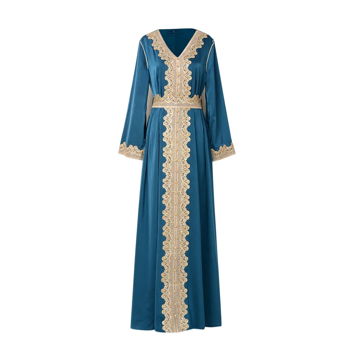 Frauen Langarm Bestickte Arabische Kleid Islam Jilbab Muslimische Damen Herbst Hochzeit Kaftan Robe Tunika Abaya Dubai Abendkleid Muslim Knöchellang Gewand Islamische Kleidung