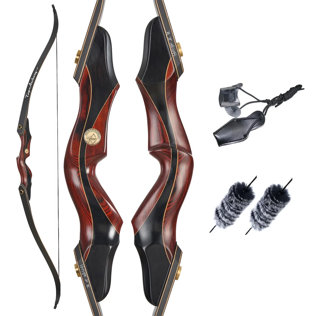 60 Zoll Takedown Recurvebogen für Erwachsene Jagdbogen Bogenschießen Erwachsene Holzbogengriff (25-50 lbs, Links-/Rechtshand) Ideal für Jagd, 3D-Parcours & Zielschießen