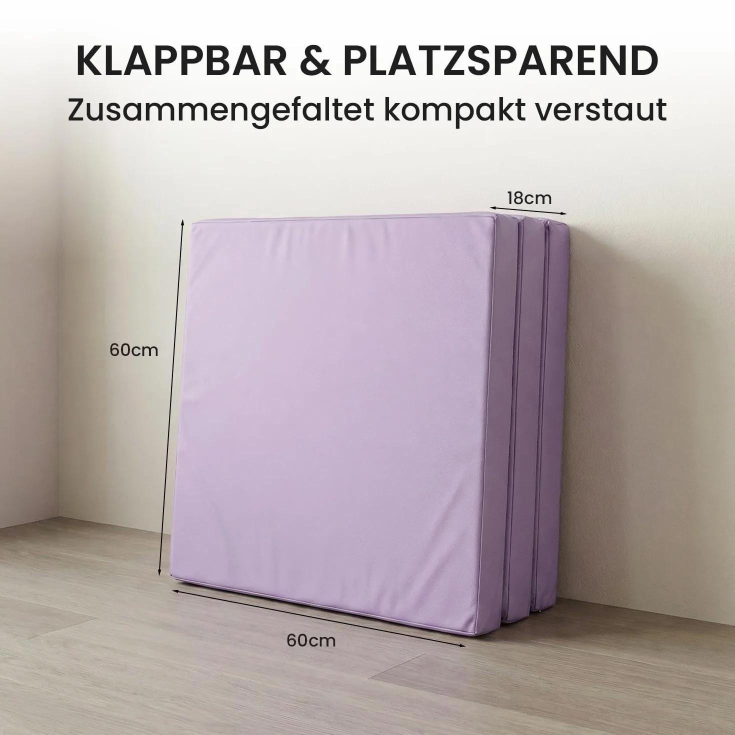 Jeflex - klappbare Weichbodenmatte & Turnmatte 180 x 60 x 6 cm MADE IN GERMANY/Gymnastikmatte tragbar/platzsparende Fitnessmatte & Yogamatte/Spielmatte für Kinderzimmer