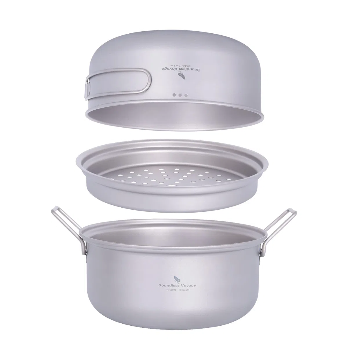 iBasingo Camping Kochen Dampfgartopf Titan Stockpot Bratpfanne Set Outdoor Reise Koch Geschirr Ultraleichte Suppen Topf Pfanne Tragbares Wander Picknick Mess Kit mit Klappgriff