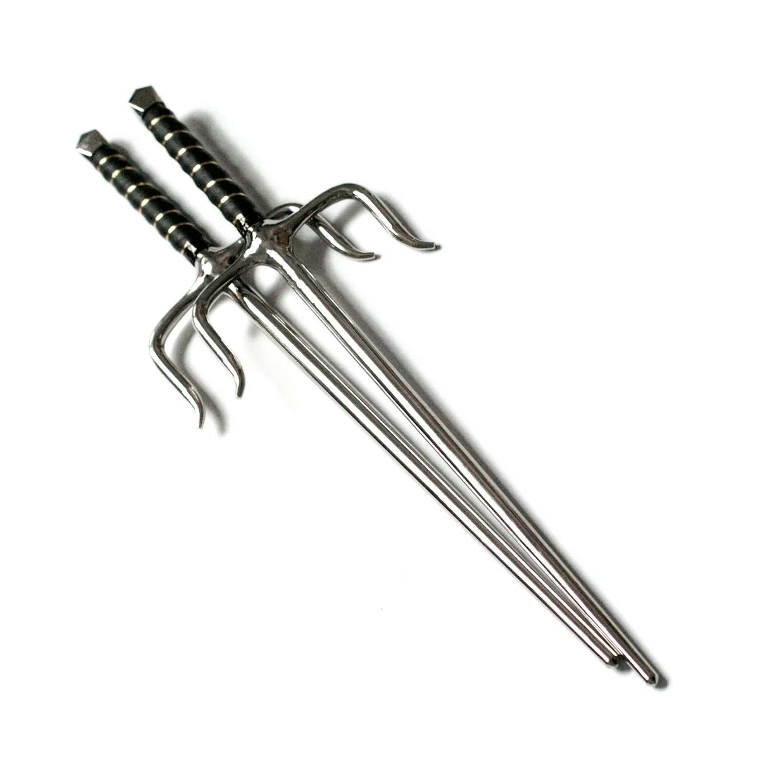 DEPICE Trainingswaffe Sai-Gabeln - Rundes Profil - Paar, Chrom, w-sac