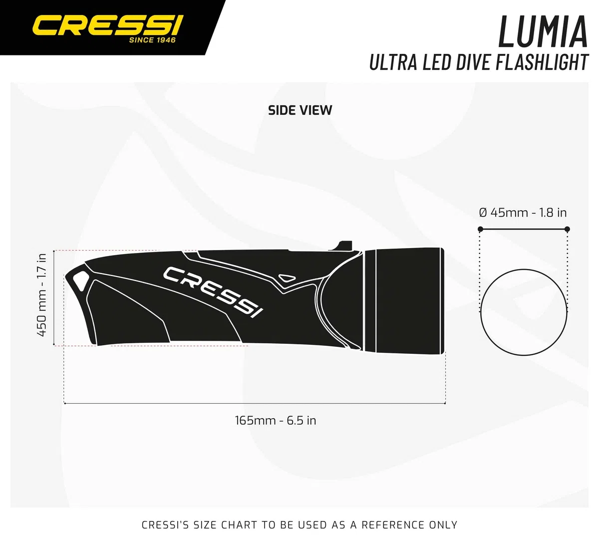 CRESSI Lumia+ Tauchlampe – Unterwasserlampe Mit 300 Lumen, 75 m