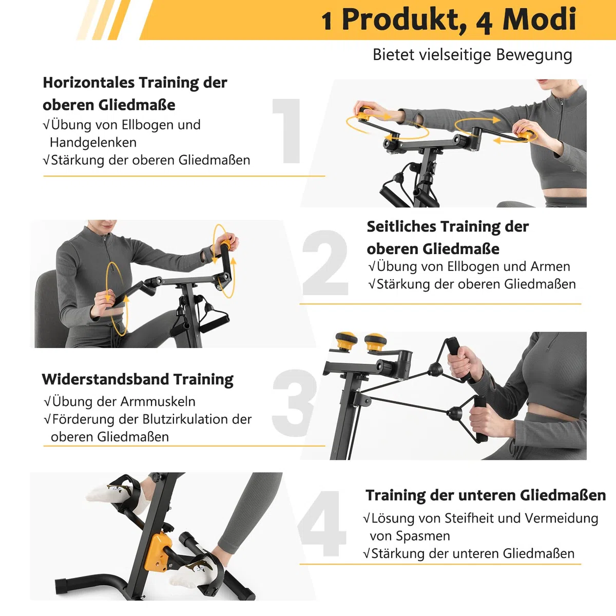 GOPLUS Pedaltrainer Senioren, Bewegungstrainer Arm- und Beintrainer mit Handgriff & Widerstand, Ergometer Heimtrainer höhen- und längenverstellbar, 43 x 53 x 73-102 cm