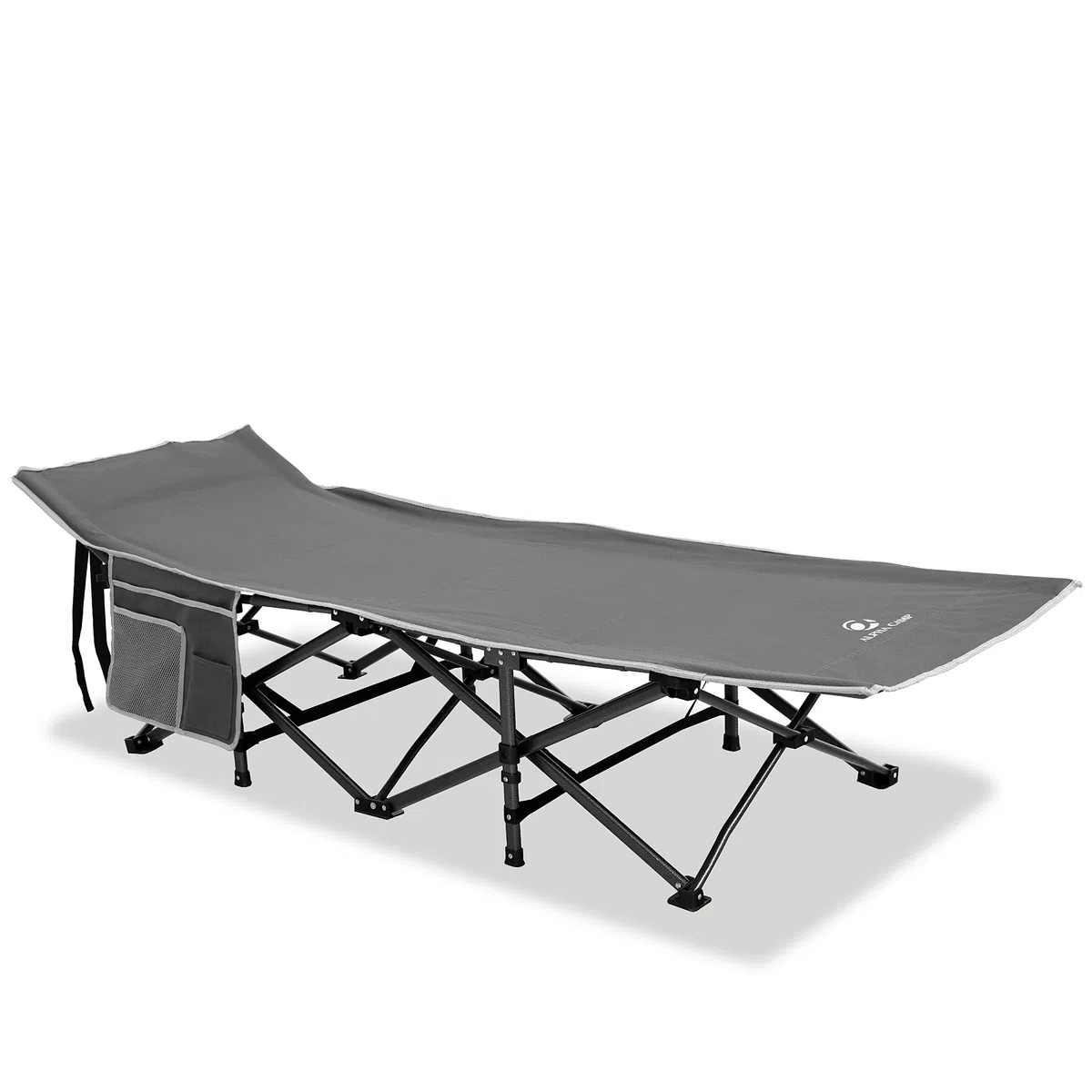 ALPHA CAMP Feldbett Klappbar, Campingbett Faltbar XL Campingliege leicht mit Seitentasche für Reisen, Indoor, Outdoor, Strand und Garten