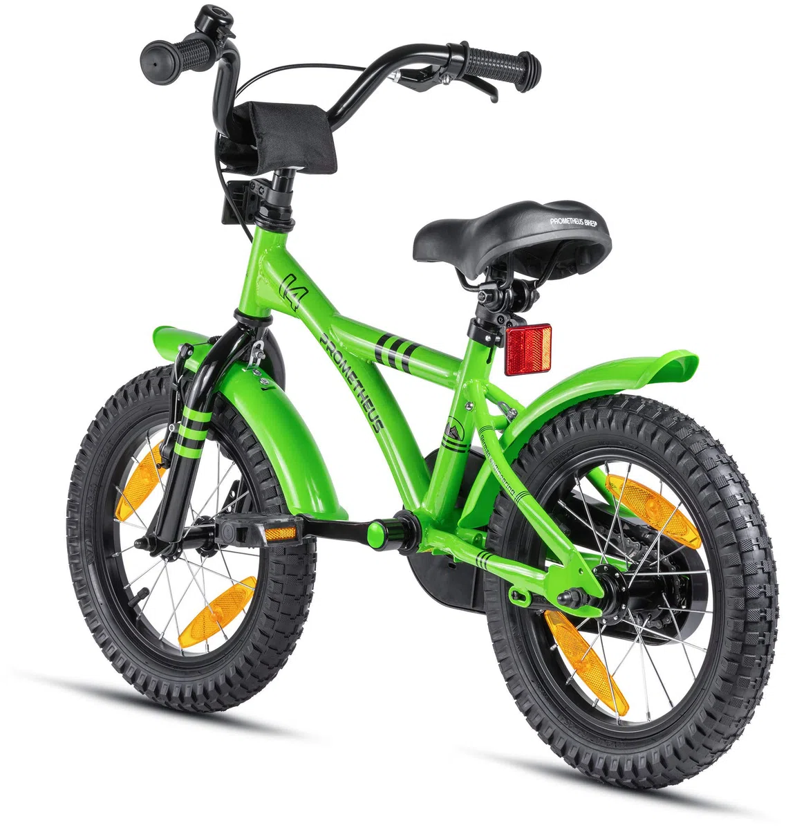 PROMETHEUS BICYCLES Kinderfahrrad 14 Zoll ab 4 Jahren - Kinder Fahrrad Mädchen Jungen Fahrrad Kinder mit Stützräder Rücktrittbremse in Grün