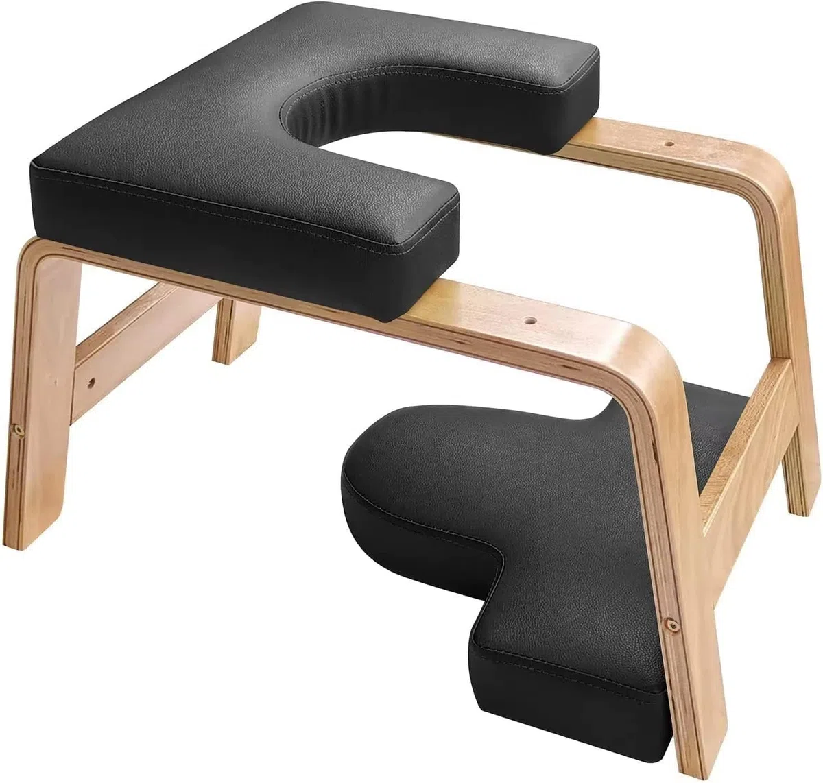 Yoga Kopfstandhocker，Kopfstandhocker，Kopfstandstuhl für Gleichgewichtstraining, Inversion Stool w/Solid Wood Frame & Detachable PU Auflagen