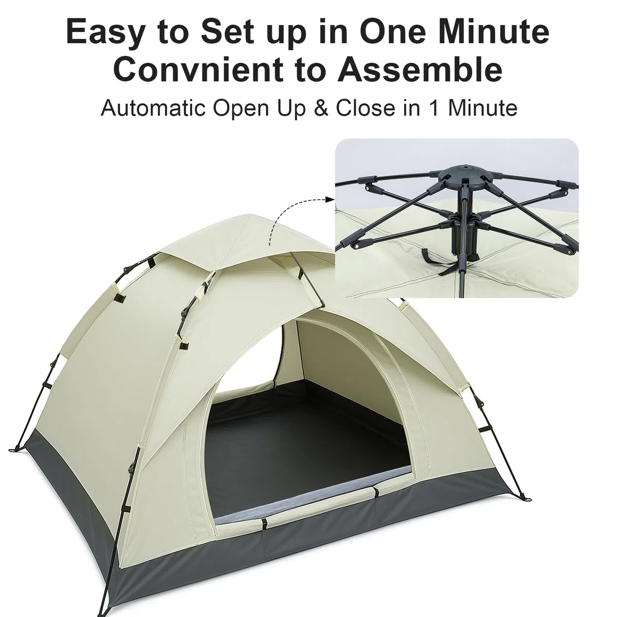 Pop-up-Zelt für 2–3 Personen, wasserdichtes Kuppelzelt mit UV-Schutz, leichtes Campingzelt mit Tragetasche, Kuppelzelt für Wandern, Outdoor & Backpacking