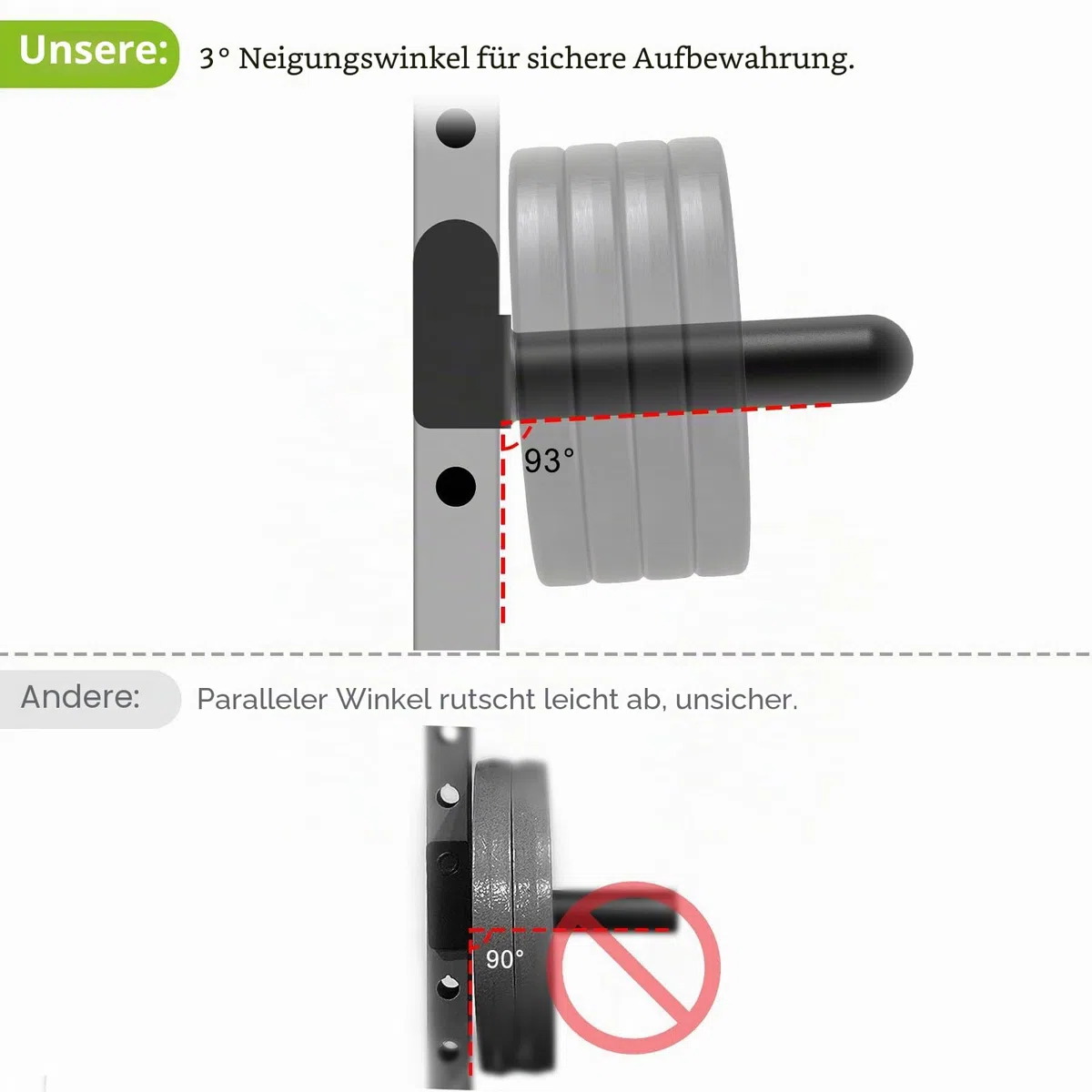 Kipika J-Haken und Hantelscheibenhalter-Set für 2" x 2" und 3" x 3" Power Rack - Squat Rack Aufsätze für Krafttraining und Gewichtsaufbewahrung