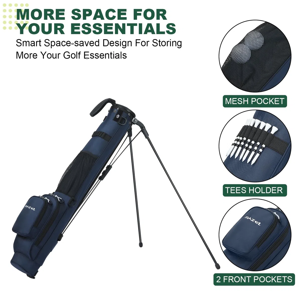 MAZEL Golftasche, 2-Wege-Trennwand, 2 Taschen, verstellbare Schultergurte, hochwertiges 900D-Nylon, leichtes Material, Bleistift-Golftasche für Männer und Frauen