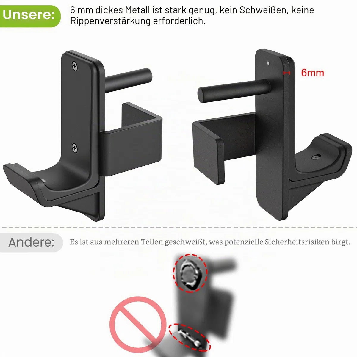 Kipika J-Haken und Hantelscheibenhalter-Set für 2" x 2" und 3" x 3" Power Rack - Squat Rack Aufsätze für Krafttraining und Gewichtsaufbewahrung