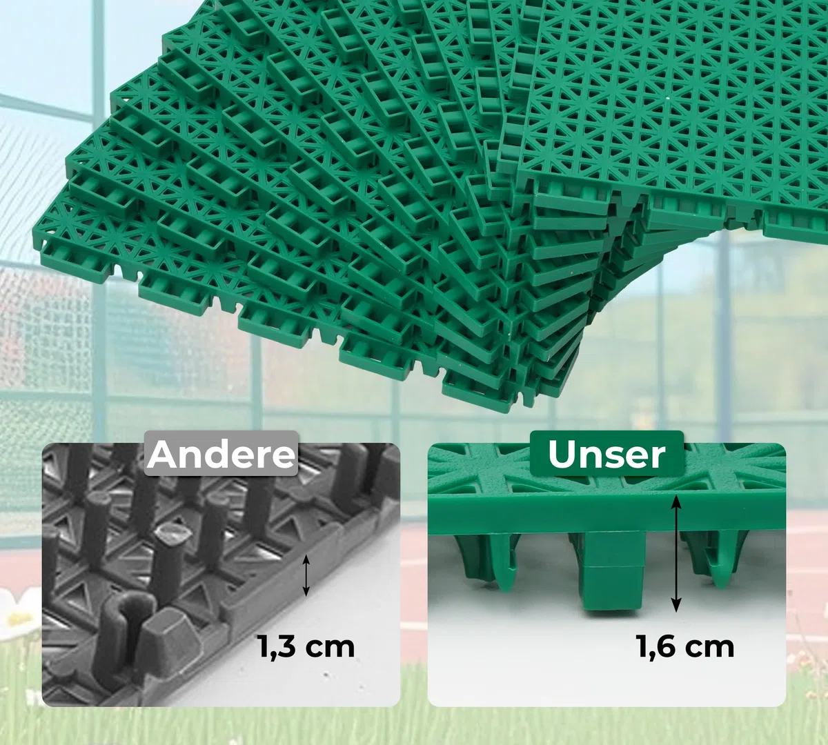 jxgzyy 24 STK Puzzlematte Set Bodenschutzmatte Sportmatte Fallschutzmatten Outdoor Gymnastikmatte Fitnessmatte Trainingsmatte Bautenschutzmatte Für Außenbereich Balkon Bodenbelag